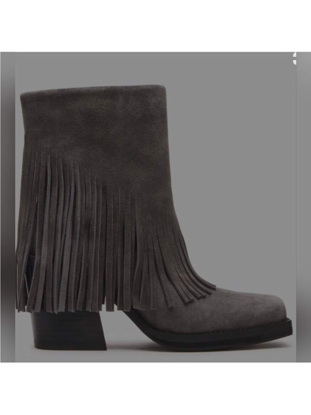 Steve Madden Gray Pia Suede Fringe Boots 8.5